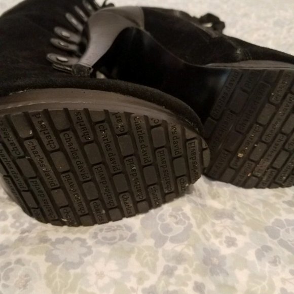 Black Suede Tory heeled moto type boot by Charles David - Picture 6 of 6